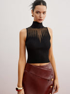 Crop Sheer Panel Sweater Vest image 3