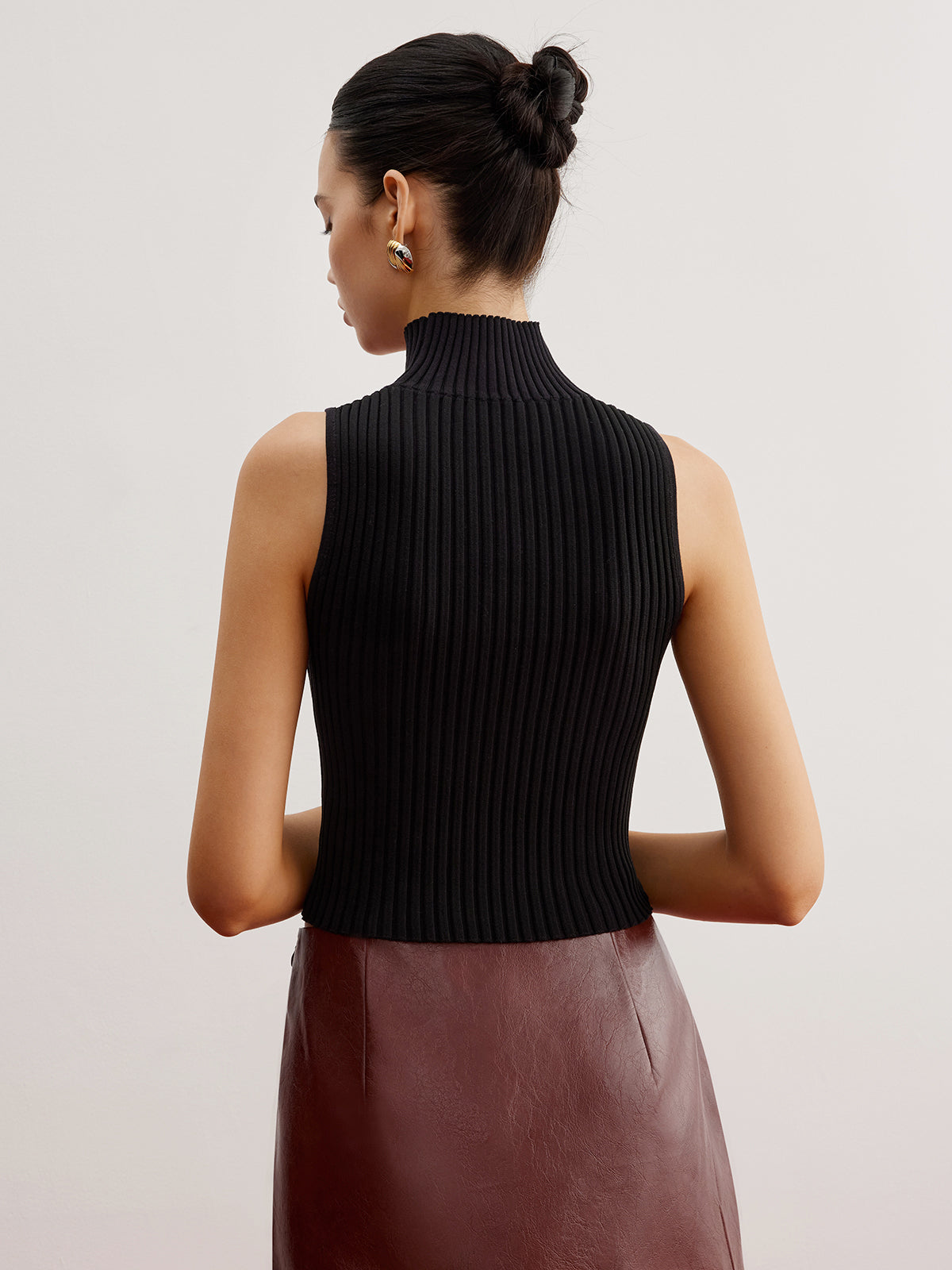 Crop Sheer Panel Sweater Vest image 6