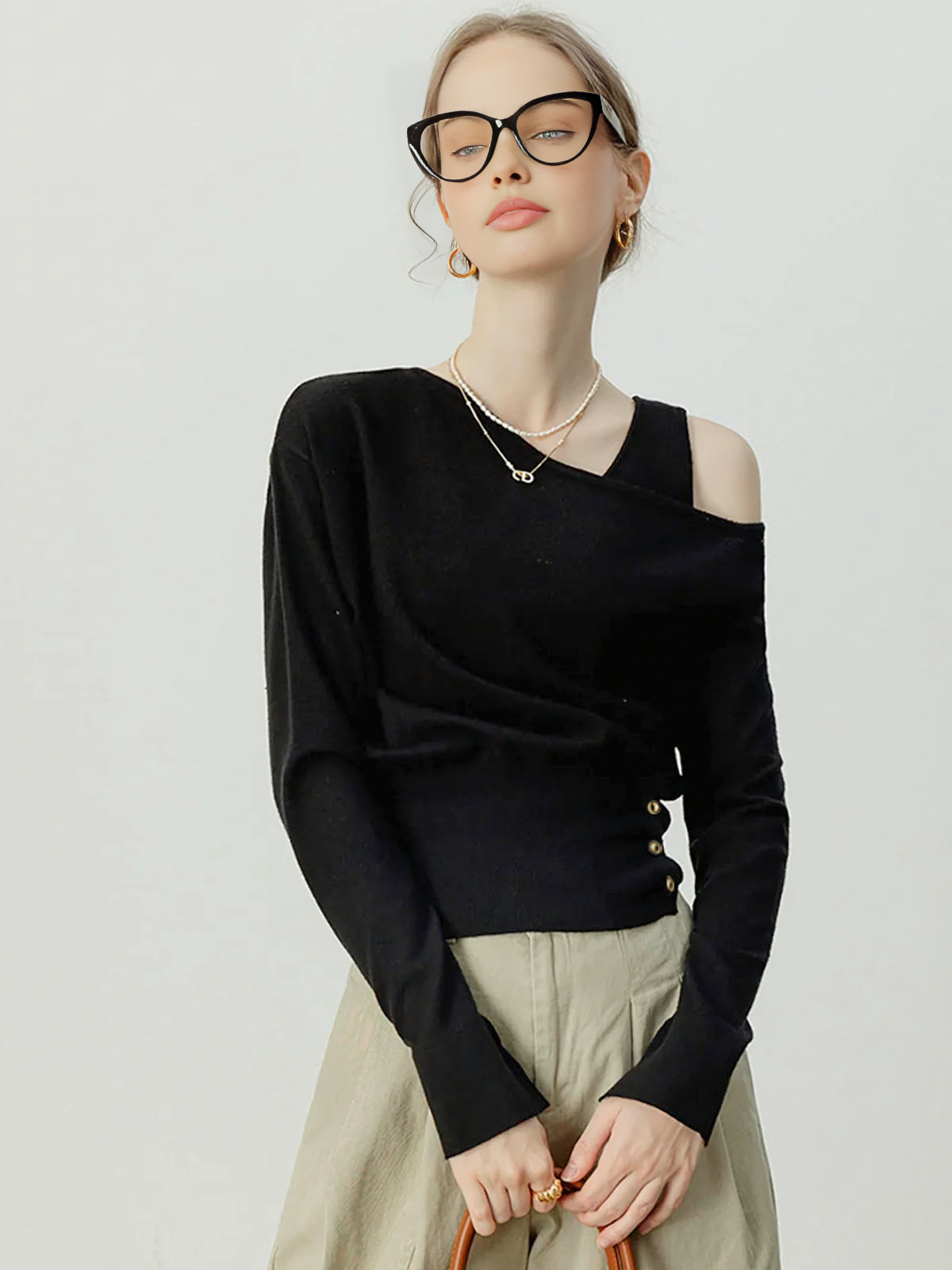 Asymmetrical Cold Shoulder Sweater Co-ords image 4