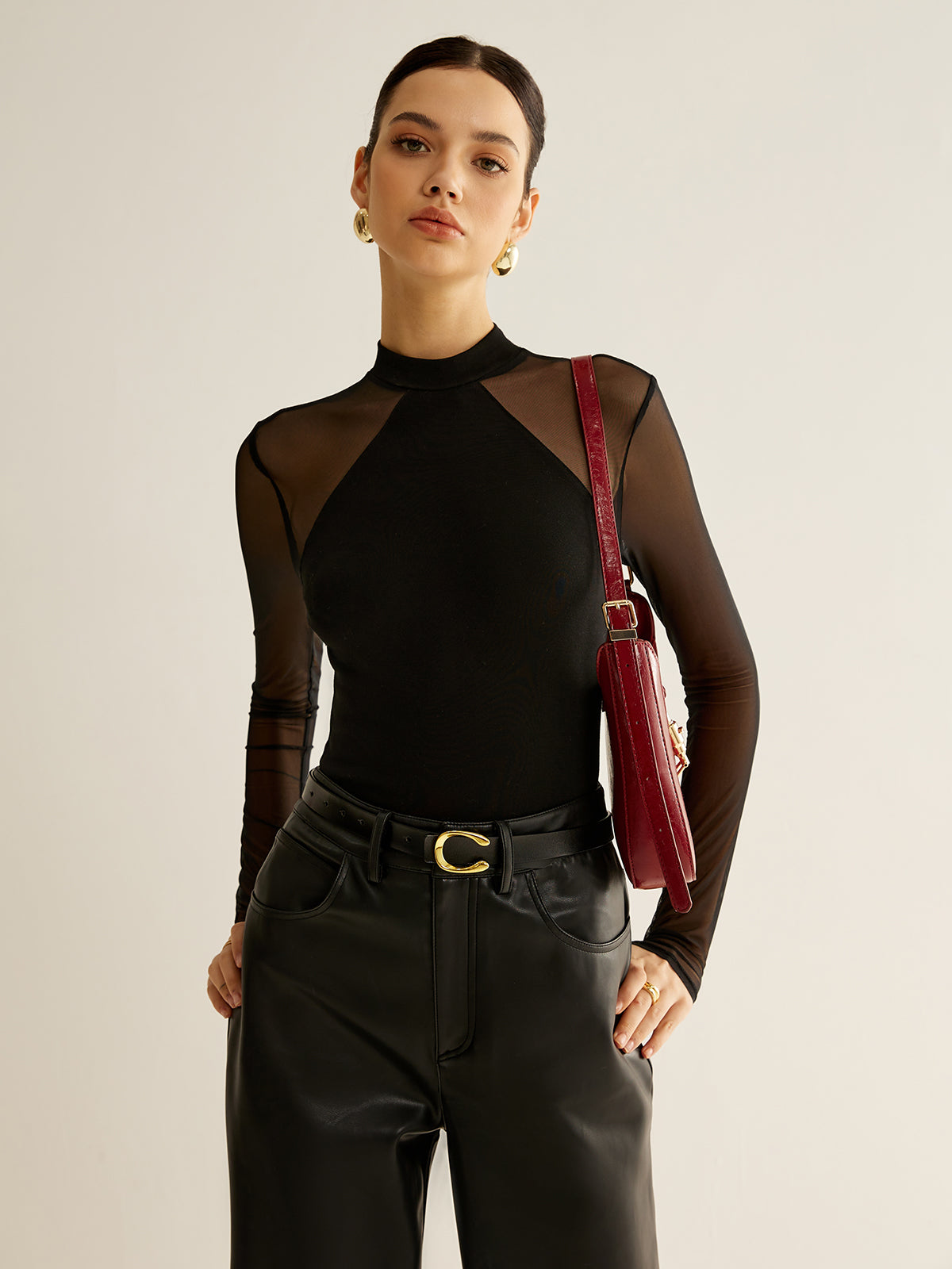 Sheer Long Sleeve Jersey Top image 3