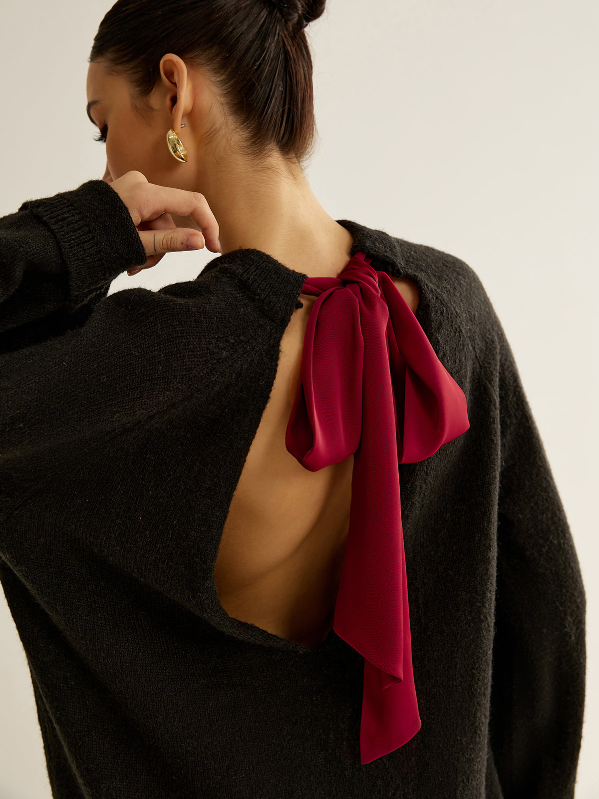 Oversized Open Back Tie Sweater image 6