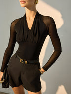 Sheer Sleeve Pleated T-Shirt image 3