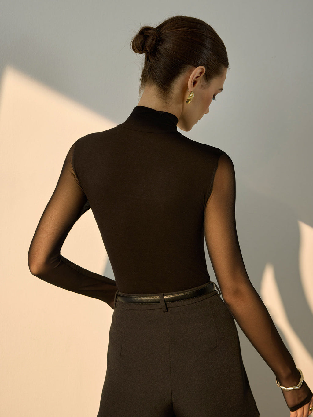 Sheer Sleeve Pleated T-Shirt image 5