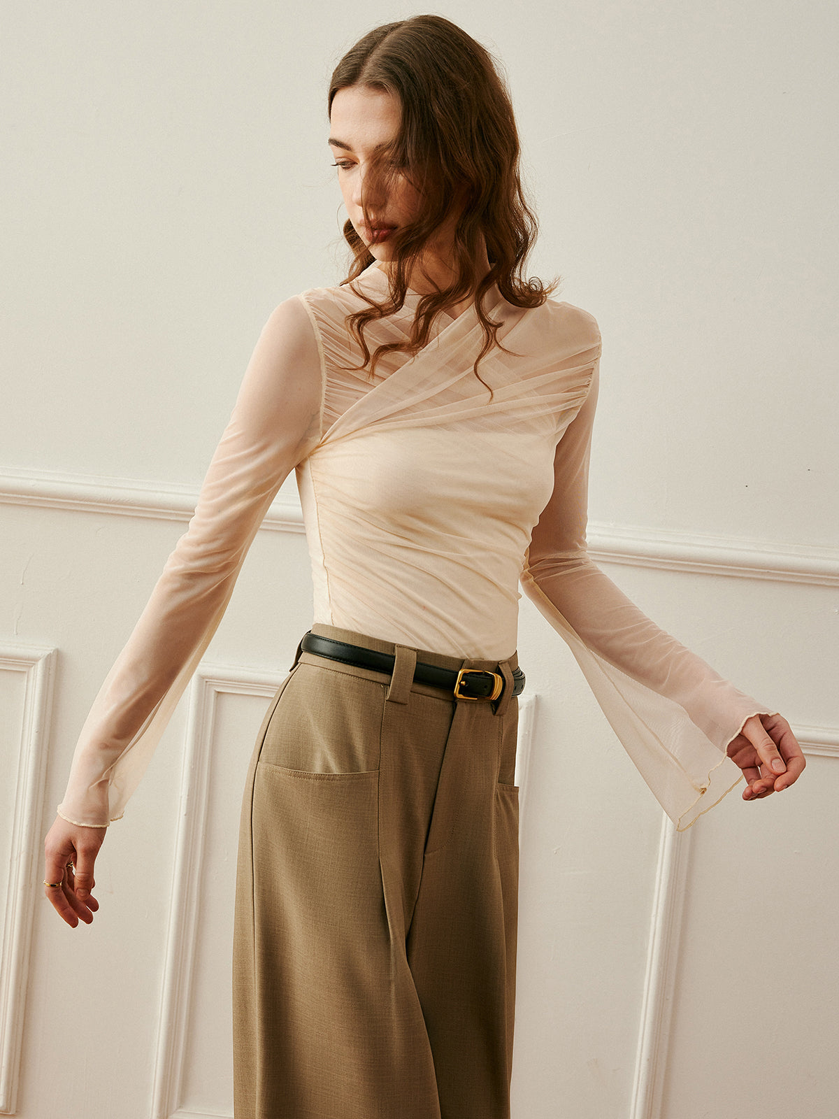 Cross-Wrap Semi-Sheer Top image 3