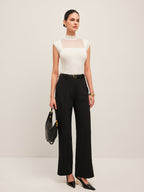 Mesh Panel Mock Neck Top image 4
