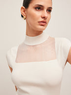 Mesh Panel Mock Neck Top image 6