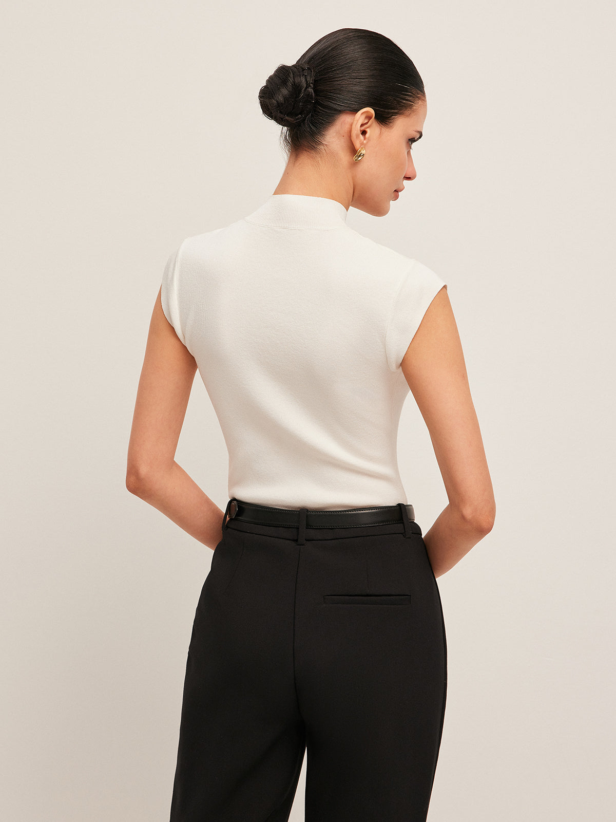 Mesh Panel Mock Neck Top image 7