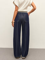 High-Waist Drawstring Denim Pants With Pockets image 6