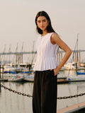 Cotton & Linen Pleated Back Tie Top image 1