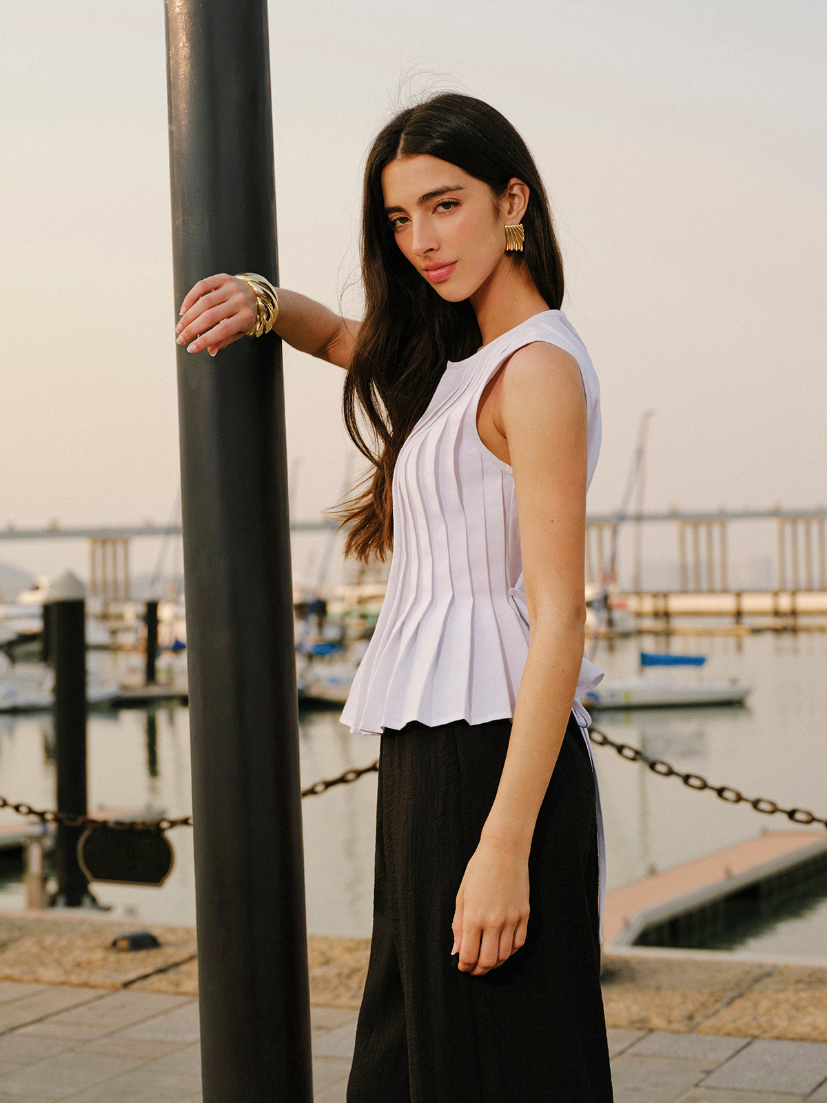 Cotton & Linen Pleated Back Tie Top image 7