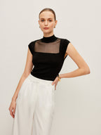 Mesh Panel Mock Neck Top image 10