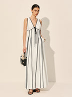 Contrast Trim Dress With Pockets image 1