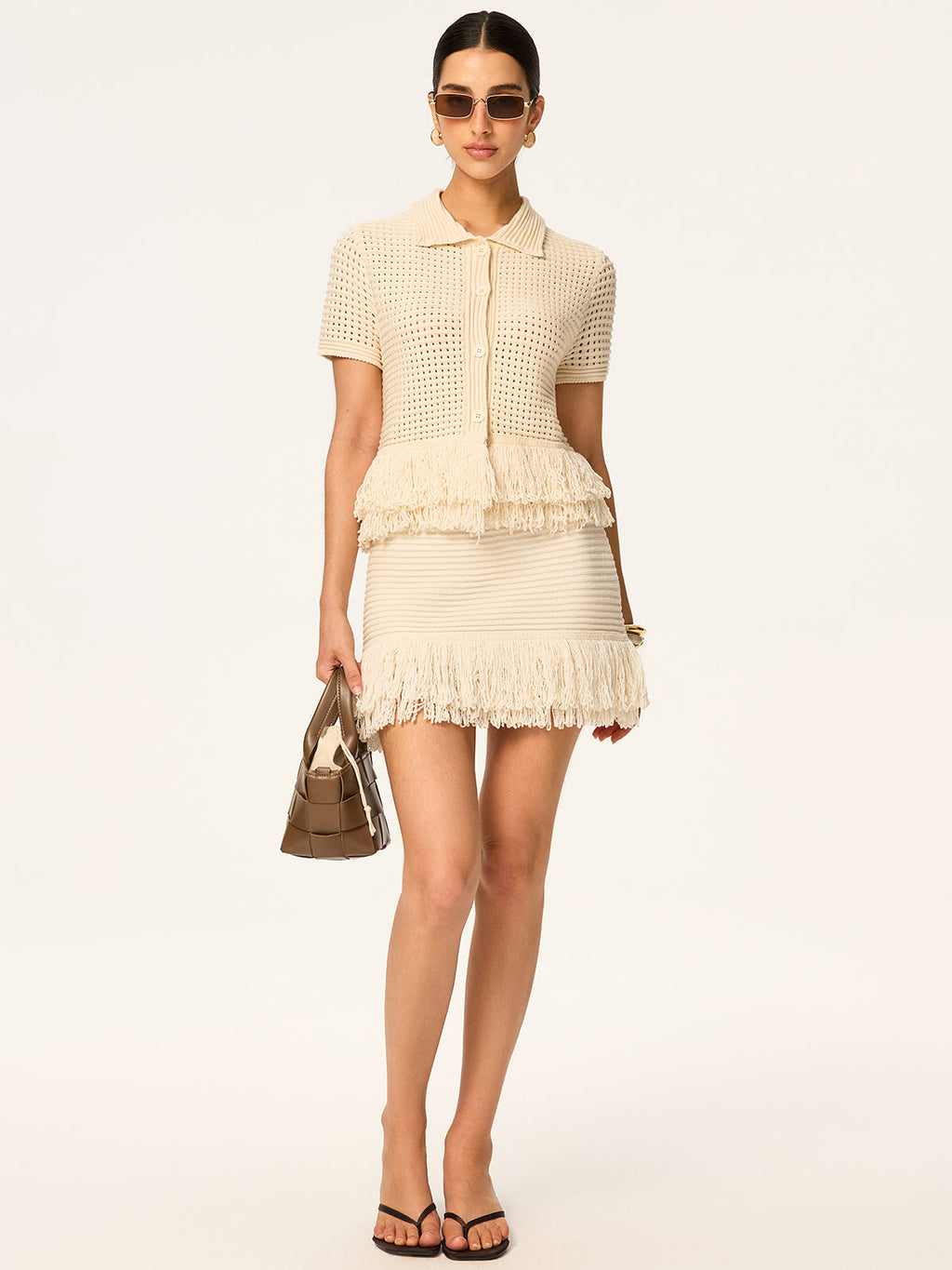 Fringed Knit Mini Skirt image 1