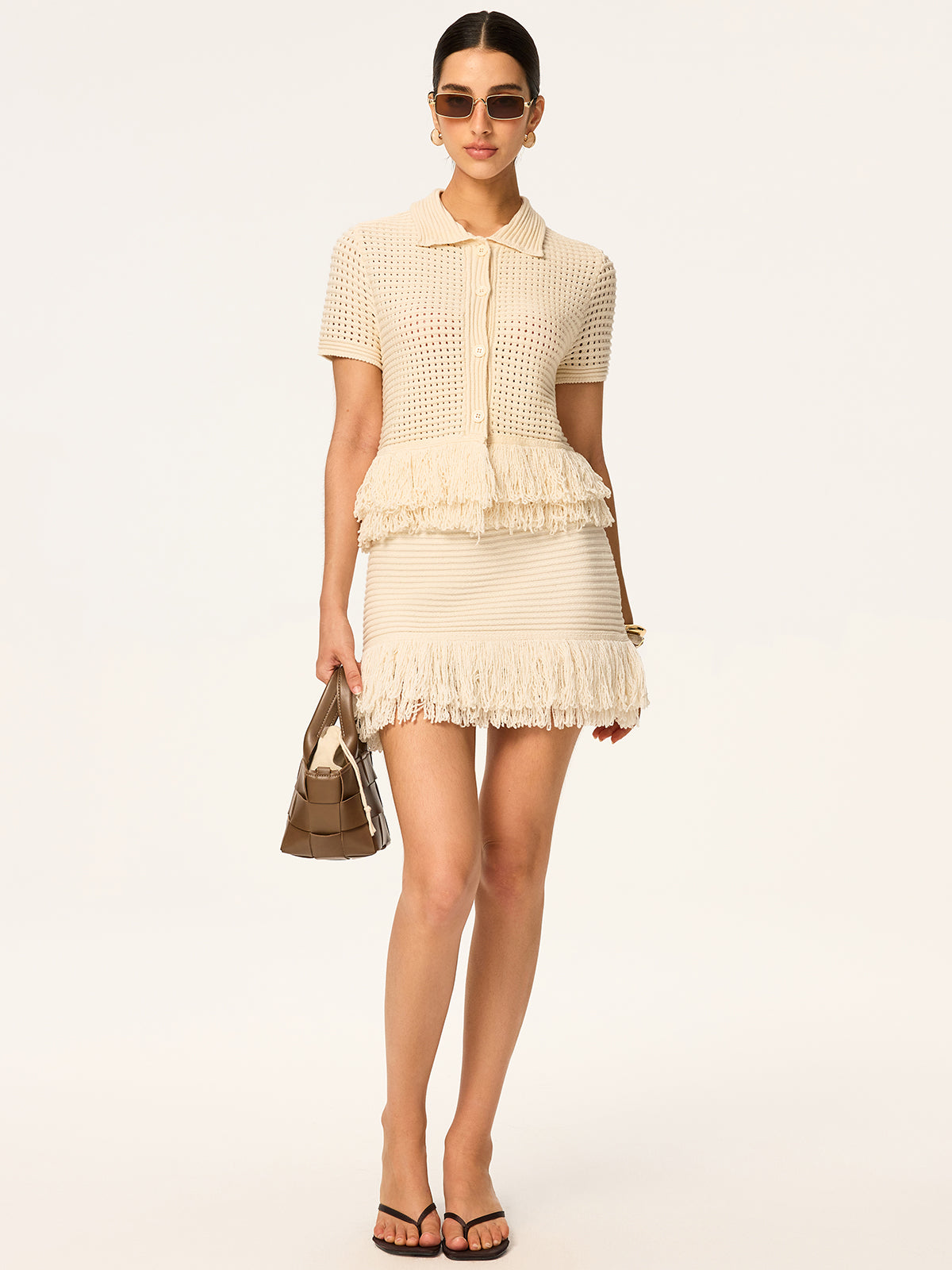 Fringed Knit Mini Skirt image 1
