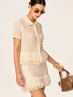 Fringed Knit Mini Skirt image 4