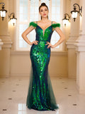 Backless Green Sequin Party Dress image 7