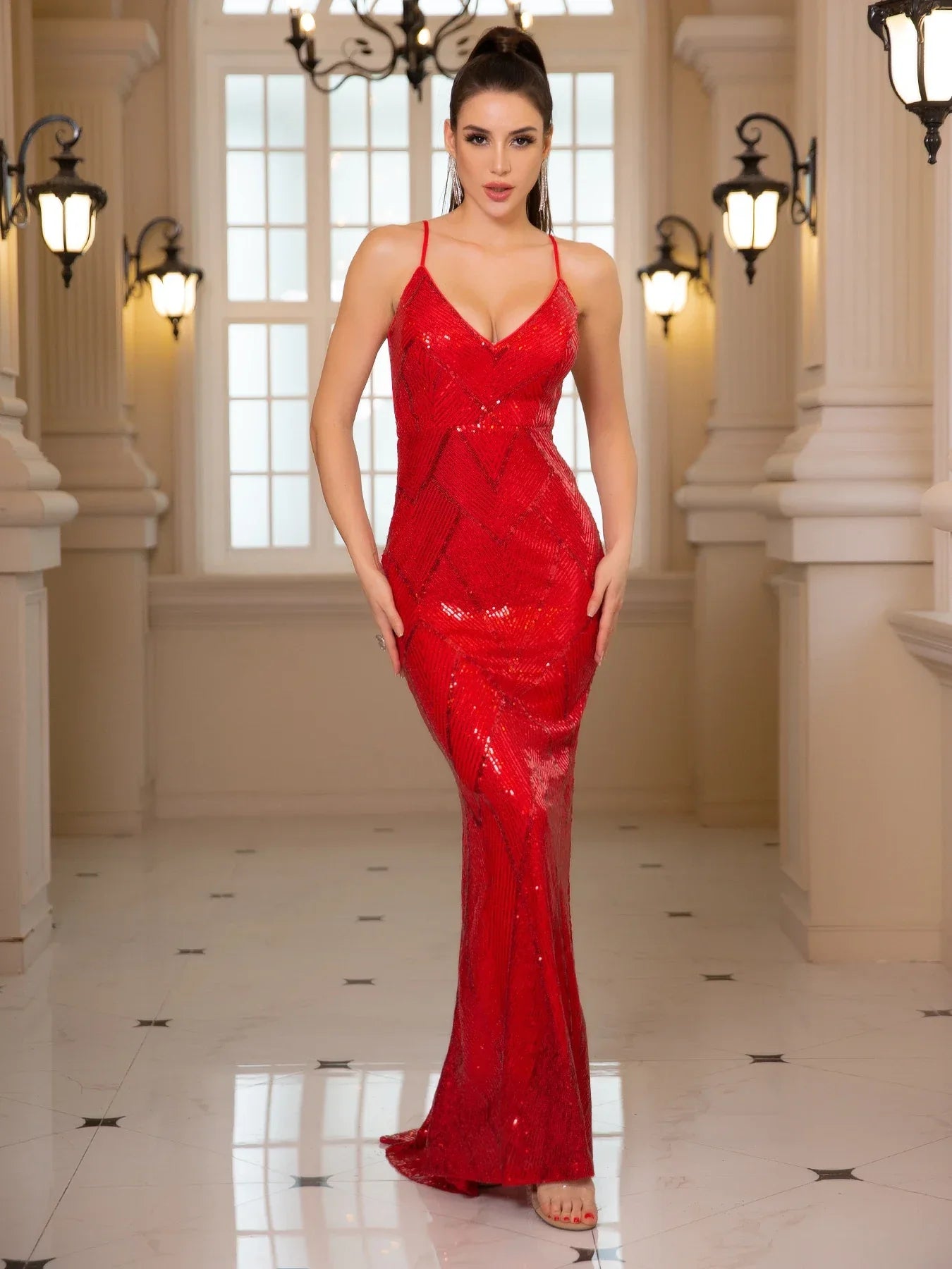 Backless Sequined Mermaid Party Dress image 4