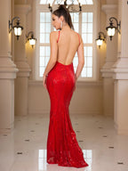 Backless Sequined Mermaid Party Dress image 6
