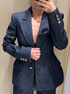 Denim Jacket High Waist Jeans Office Two Piece Set image 1
