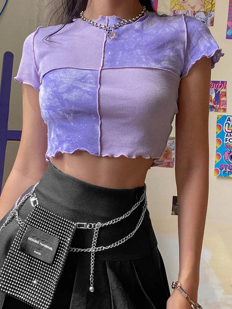 Tie-Dye Sequin Patch Crop Top image 1