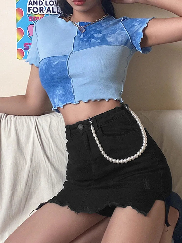 Tie-Dye Sequin Patch Crop Top image 5