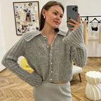 Lapel Pearl Single-breasted Cardigan image 3