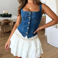 Denim Square Neck Crop Top image 1