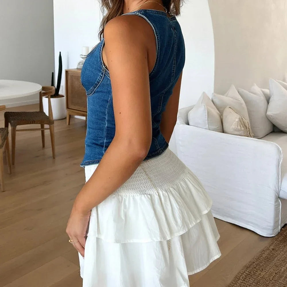 Denim Square Neck Crop Top image 5
