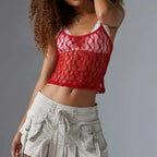 Sheer Mesh Square Neck Crop Top image 1