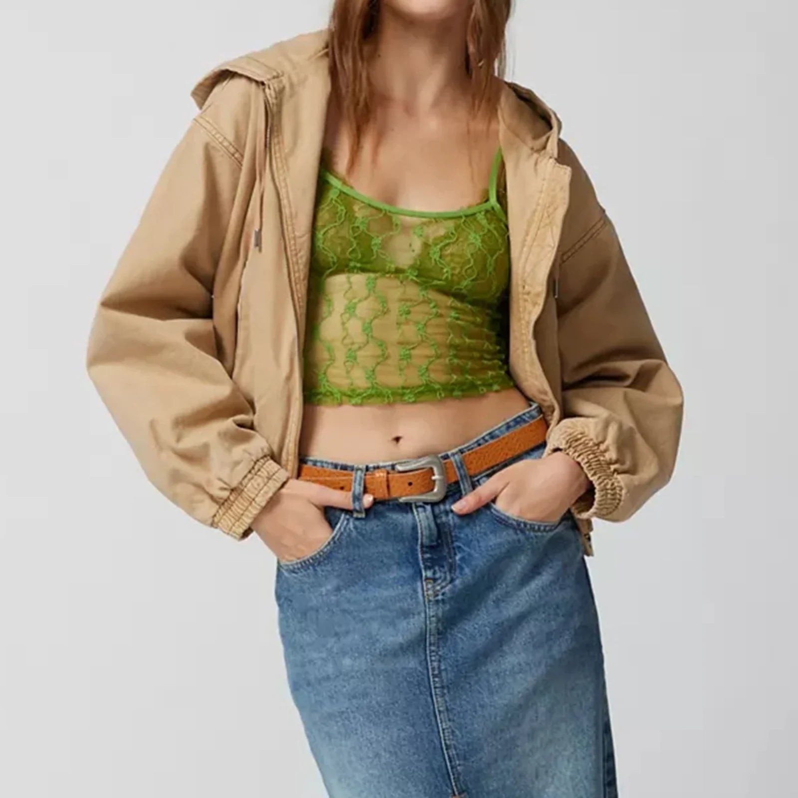 Sheer Mesh Square Neck Crop Top image 5