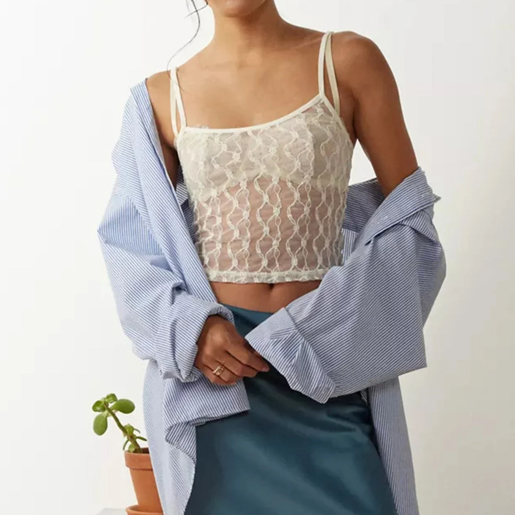 Sheer Mesh Square Neck Crop Top image 6