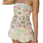 Strapless Flower Print Crop Top image 5
