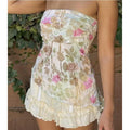 Strapless Flower Print Crop Top image 1