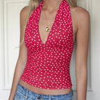 Plaid Heart Lace-Up Crop Top image 6