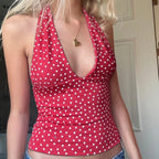 Plaid Heart Lace-Up Crop Top image 5