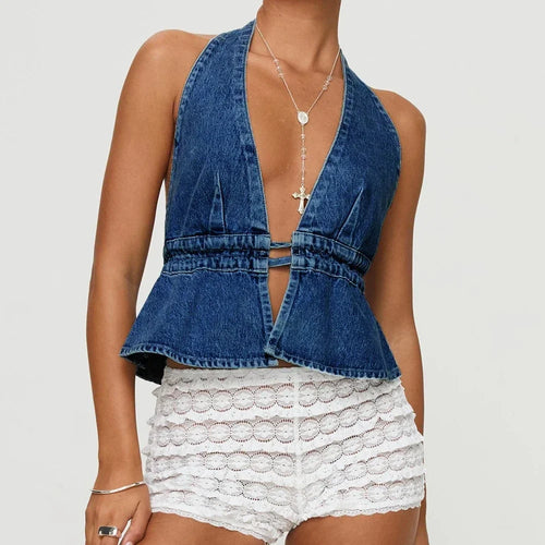 Bow Tie-Up Denim Crop Top image 1