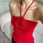 3D Rosette Halter Crop Top image 1