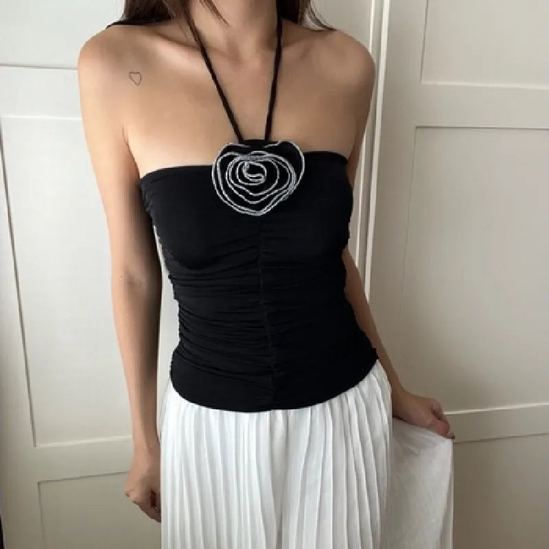 3D Rosette Halter Crop Top image 5