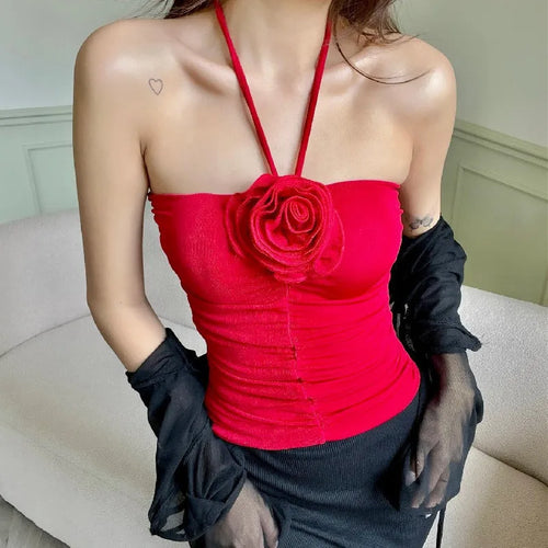 3D Rosette Halter Crop Top image 2