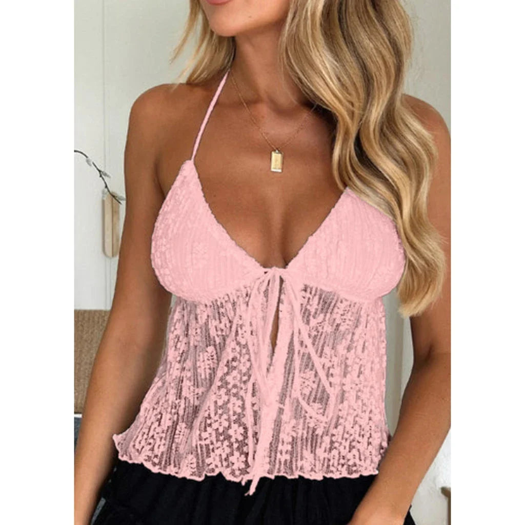 Boho Lace Tie-Up Crop Top image 8