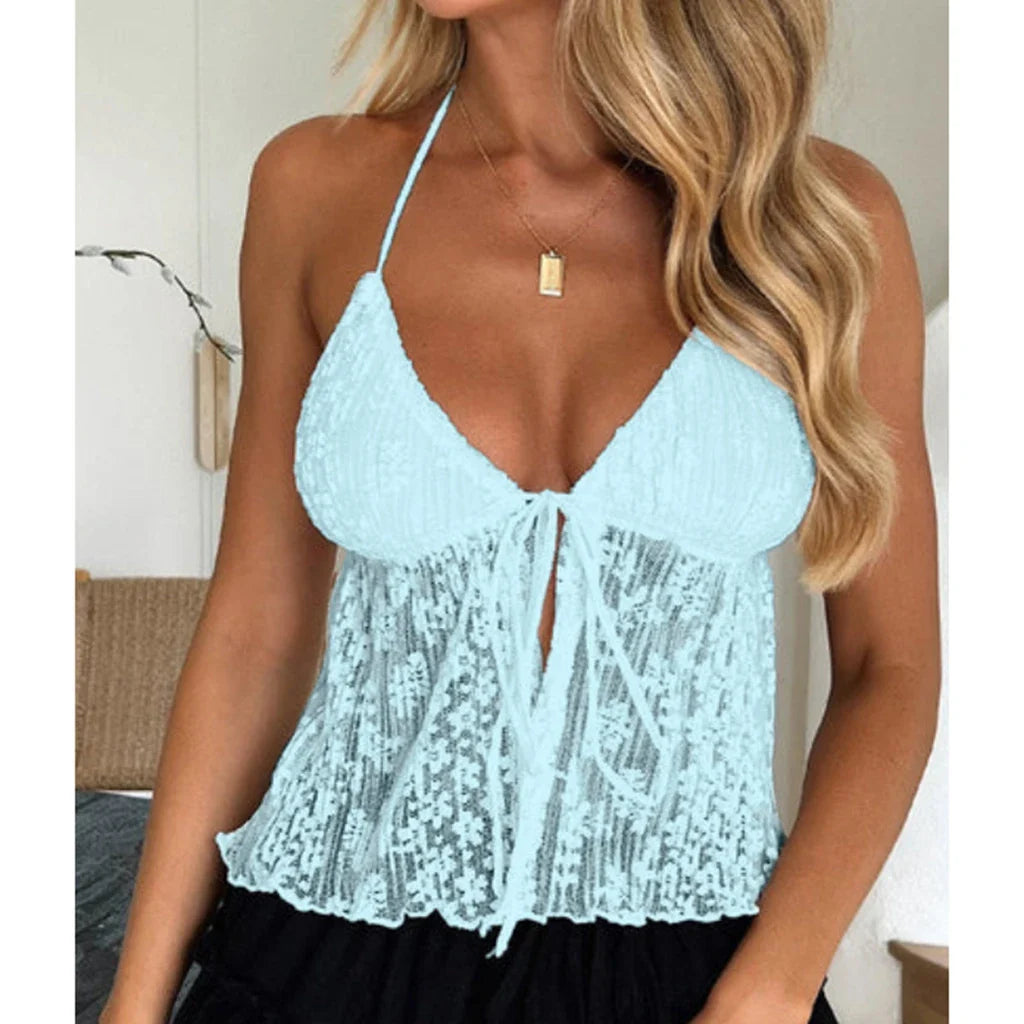 Boho Lace Tie-Up Crop Top image 6