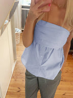 Striped Strapless Tube Crop Top image 3