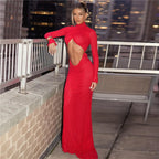 Elegant Cut Out Maxi Dress Party Club Long Sleeve Ruched Party Dress image 1