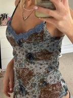 Floral Lace Backless Crop Top image 2