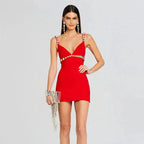 V-Neck Spaghetti Strap Mini Party Dress image 1