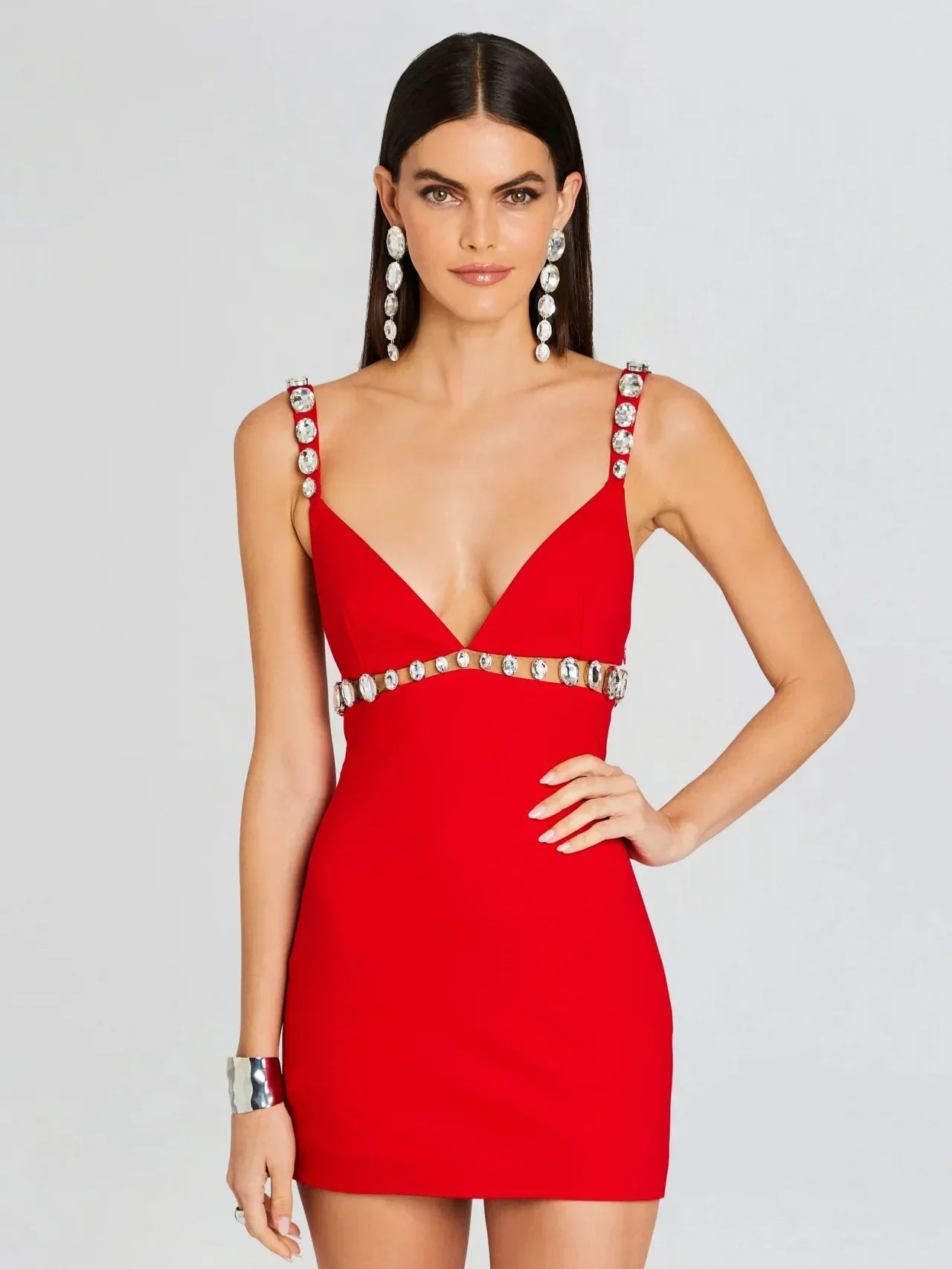 V-Neck Spaghetti Strap Mini Party Dress image 2