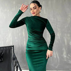 Velvet Long Sleeve Midi Dress - Elegant Party Clothes for Party image 9
