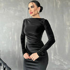 Velvet Long Sleeve Midi Dress - Elegant Party Clothes for Party image 7