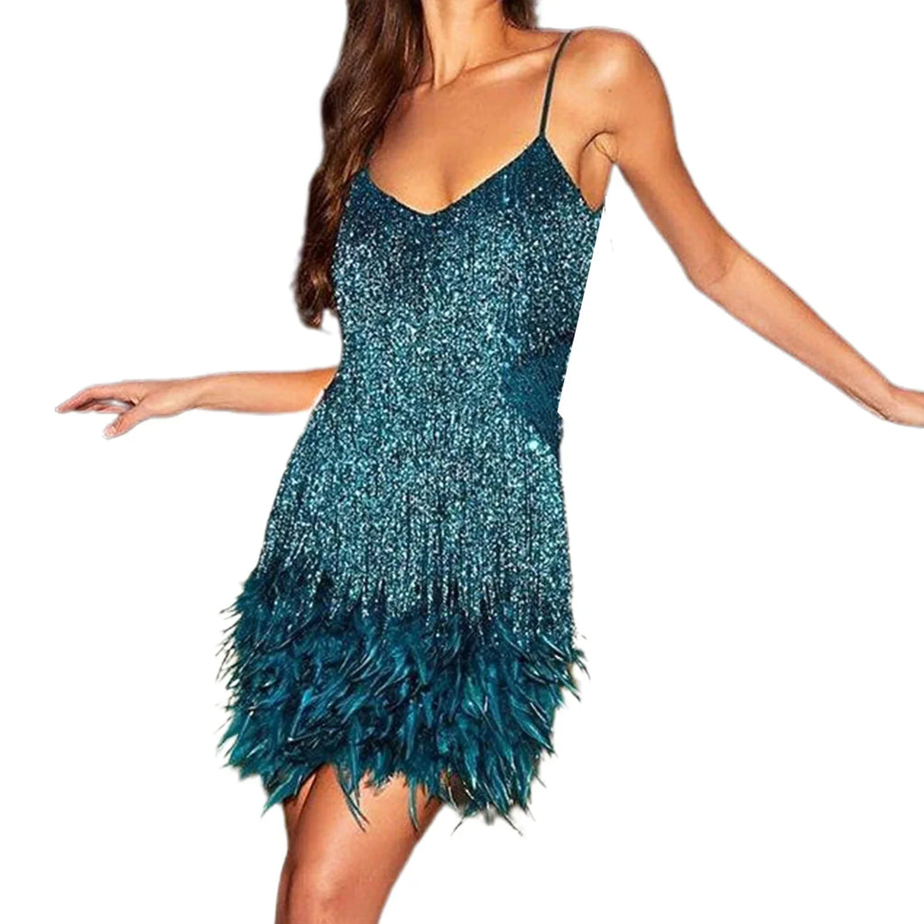 Feather Sequin Off-Shoulder Mini Party Dress image 6