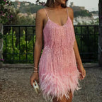 Feather Sequin Off-Shoulder Mini Party Dress image 4